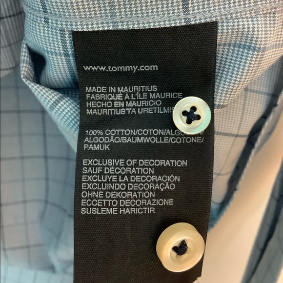 Tommy Hilfiger M Medium 38 - 40 Button Front Shirt Plaid Square Blue Casual NWOT - Picture 7 of 8